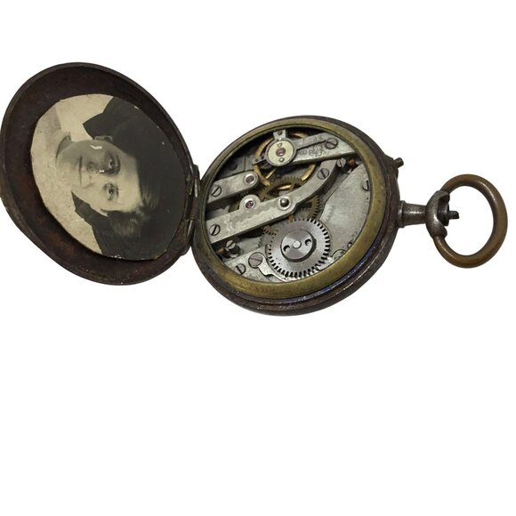 Antique Swiss Pocket Watch Case Locket Keepsake Relic Late 1800s Steampunk Parts - Picture 2 of 13